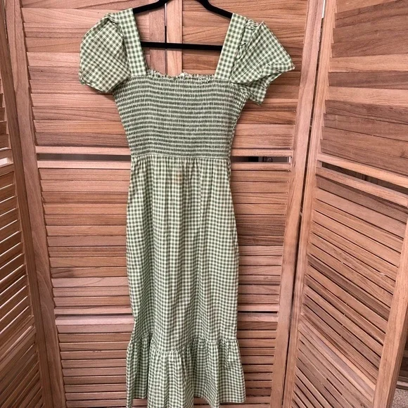 HVN Green GinghamMaxi Dress Size 0